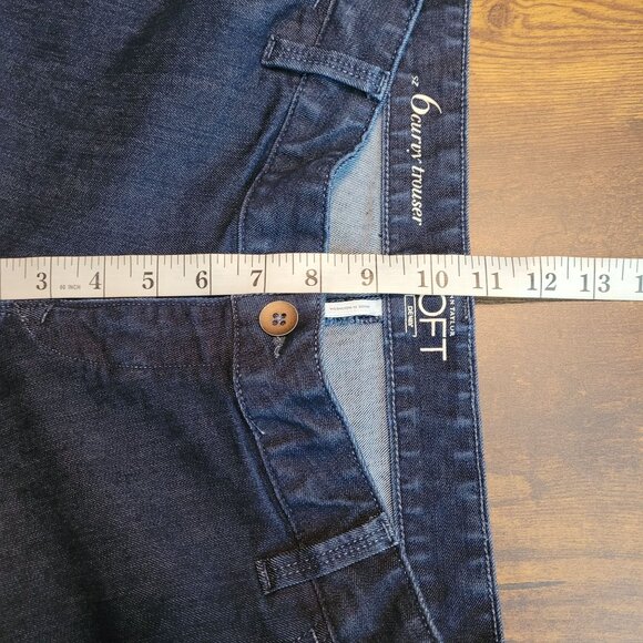 Loft Jeans 6 Curvy Trouser Flare Low Rise Button Flap Dark Wash Denim Preppy - Picture 8 of 11